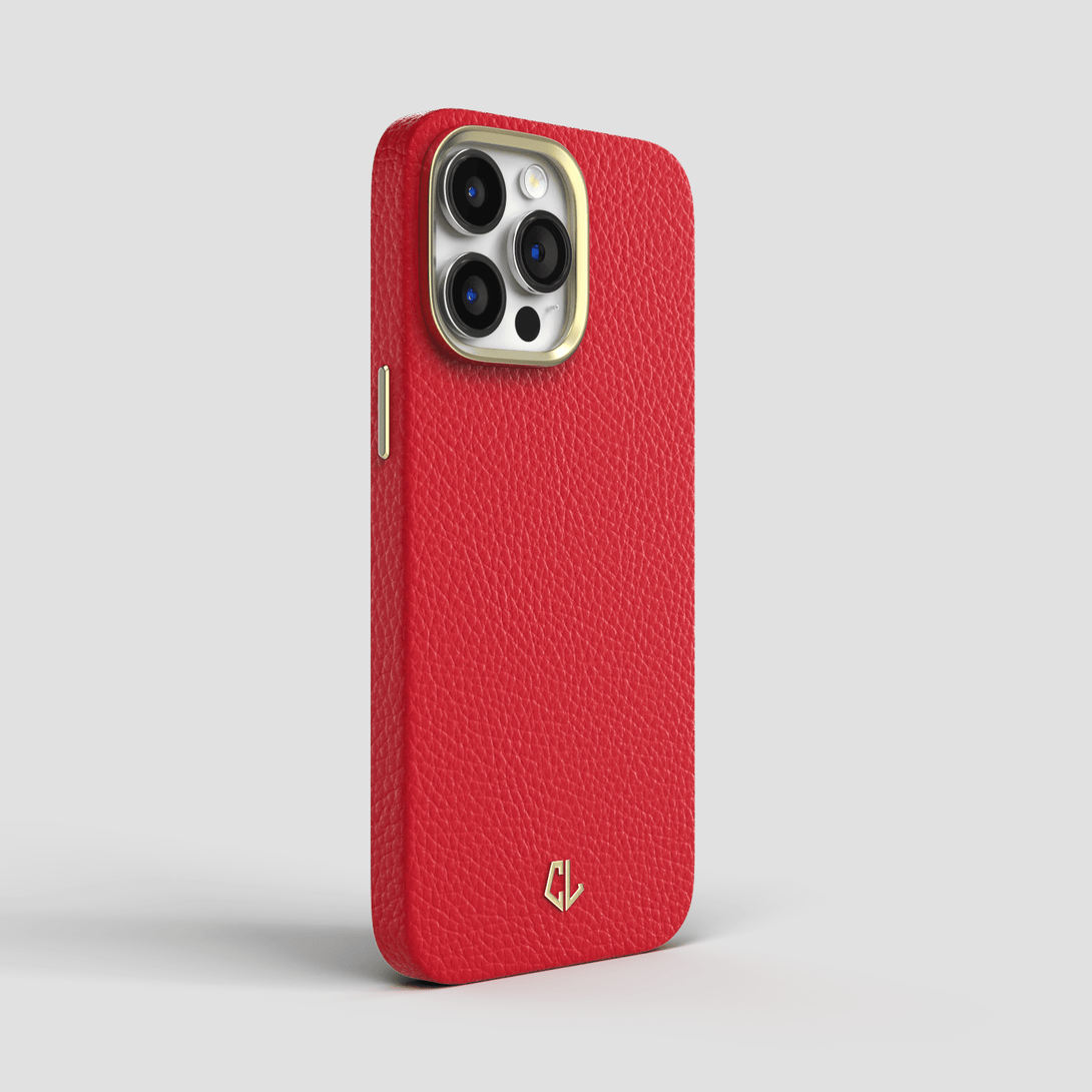Best Luxury iPhone 15 Pro Case made in Leather - Red
