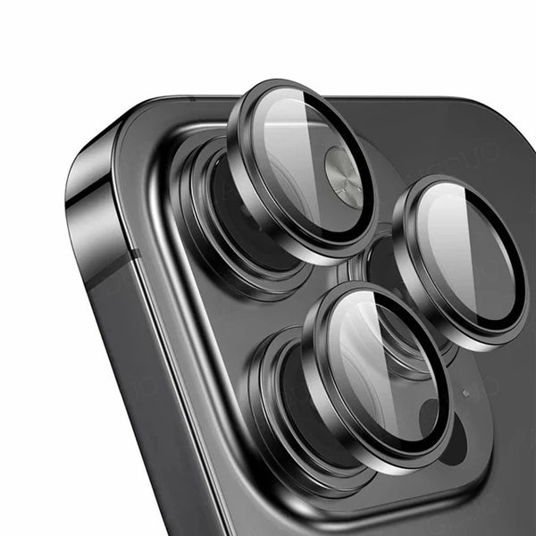Camera lens protector for iPhone 15, 15 Plus, 15 Pro, and 15 Pro Max – ultra-thin aluminum with shock and dust resistance.