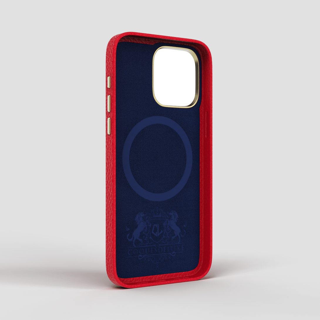 Red Luxury iPhone 15 Pro Max Case in Leather - CaseLuxury Brand