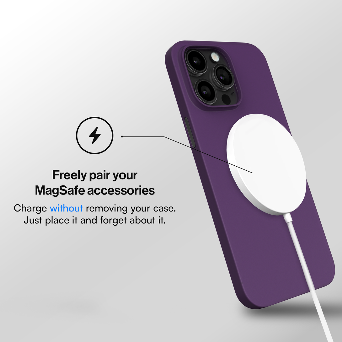 Slim Case for iPhone 15, 15 Pro, 15 Pro Max, 15 Plus - Magsafe Compatible - Purple