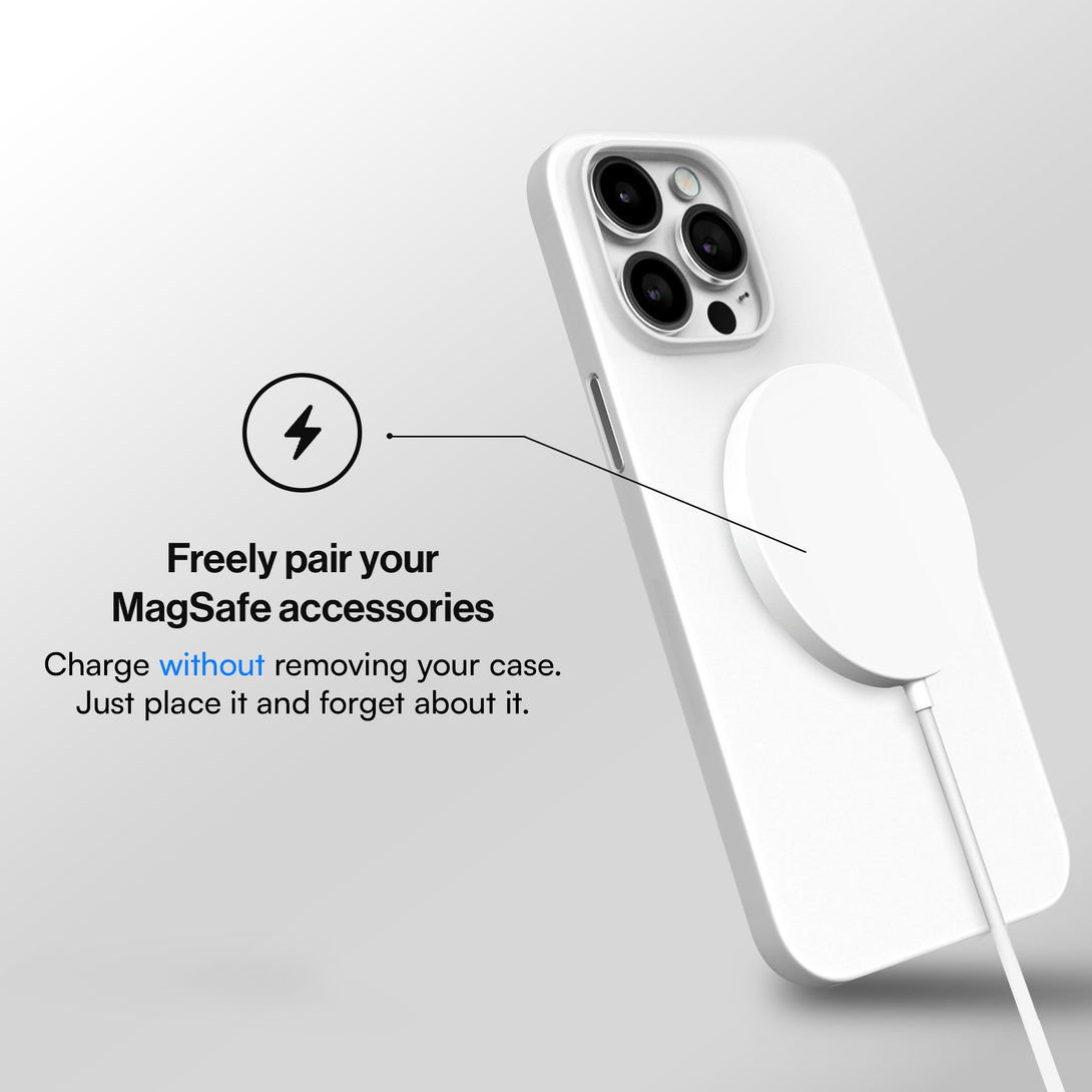 Slim Case for iPhone 16, 16 Pro, 16 Pro Max, 16 Plus - Magsafe compatible - Frosted White