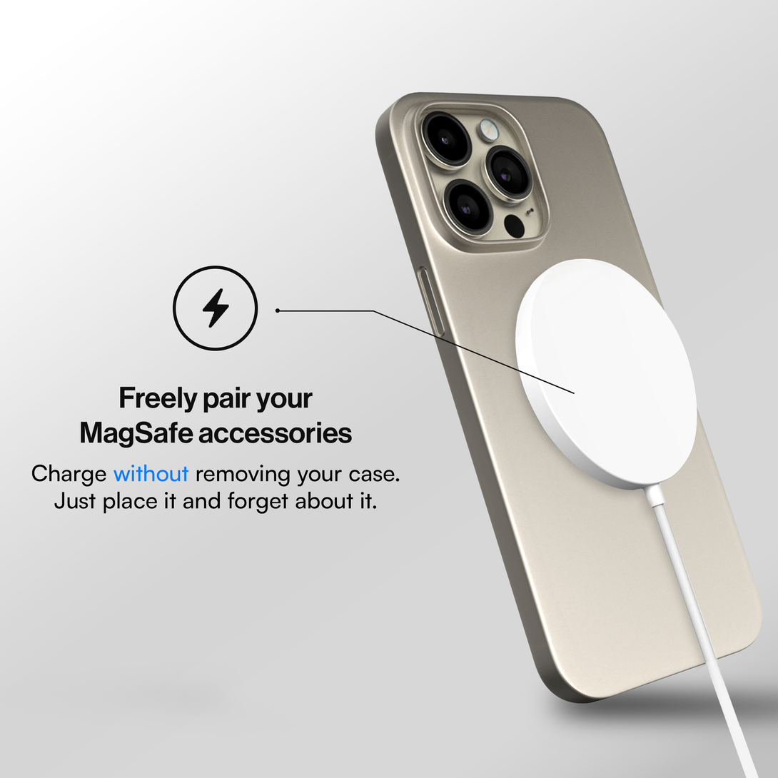 Slim case for iPhone 16, 16 Pro, 16 Pro Max, 16 Plus - Magsafe compatible - Natural Titanium