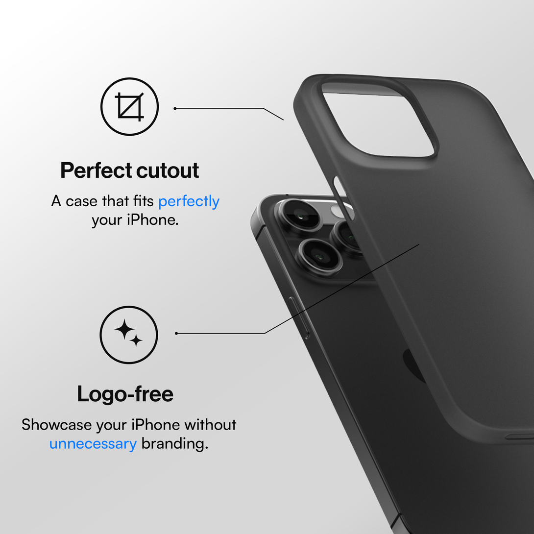 Thinnest Case for iPhone 16, 16 Pro, 16 Pro Max, 16 Plus - Slim Case - Frosted Black