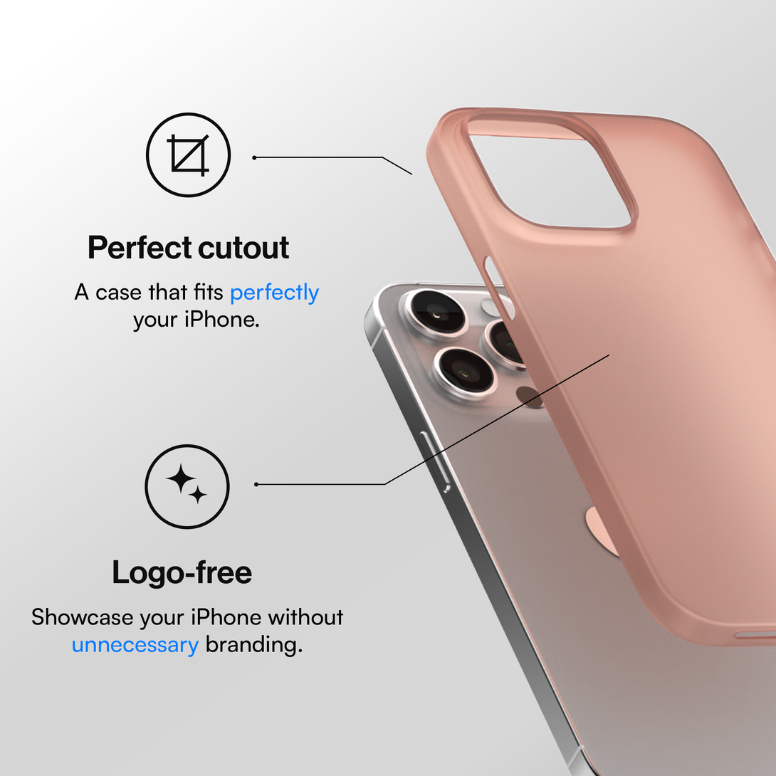 Ultra Thin Case for iPhone 16, 16 Pro, 16 Pro Max, 16 Plus - Frosted Pink - Logofree